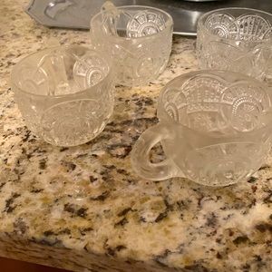 Depression glass punch bowl cups. 4 in all